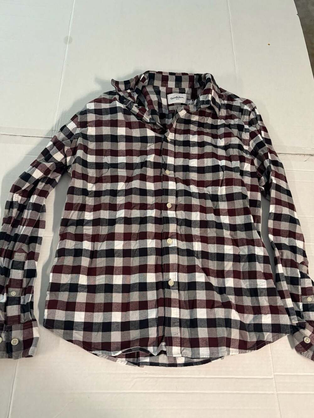 Goodfellow & Co Slim Fit Plaid Long Sleeve Button Down Shirt Mens Large